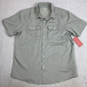 Mountain Hardwear Mens Shirt L Beige Button Up Short Sleeve Hiking